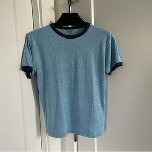 BDG Men's Semi-Cropped Heather Blue Ringer Tee